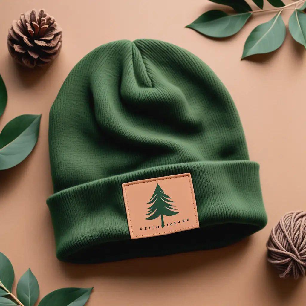 Beanie Hat Logo with Earthy Green Tones
