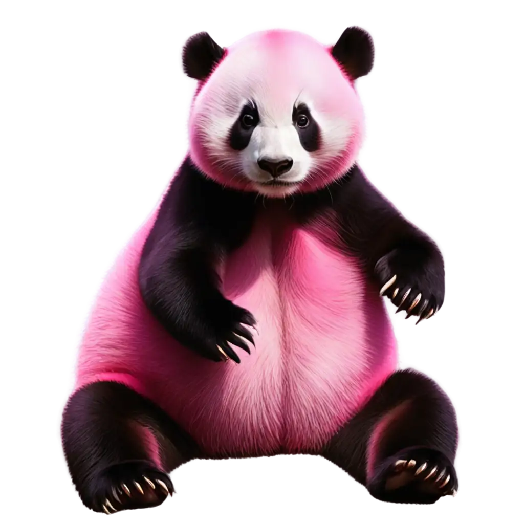 Adorable-Cartoon-Fuschia-Panda-Bear-Cub-Sleeping-PNG-Image