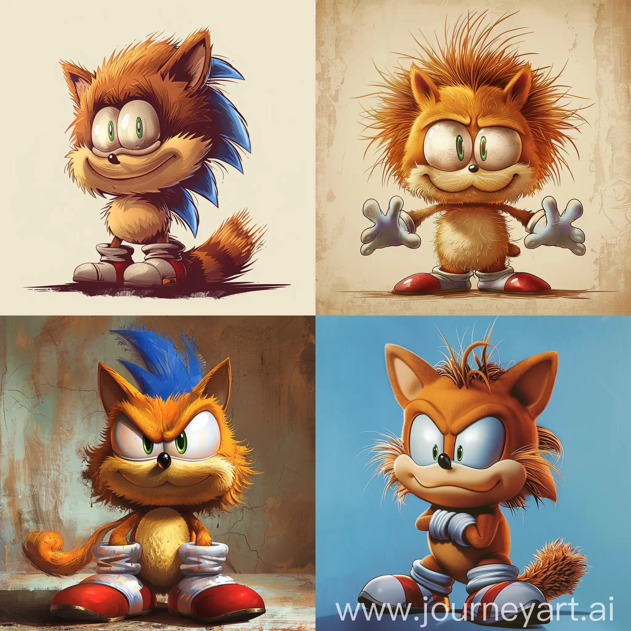Cartoon-Cat-Transformation-Garfield-Morphed-into-Sonic-the-Hedgehog