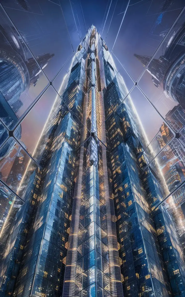 design a UHD detailed glass tall Building sky Towers