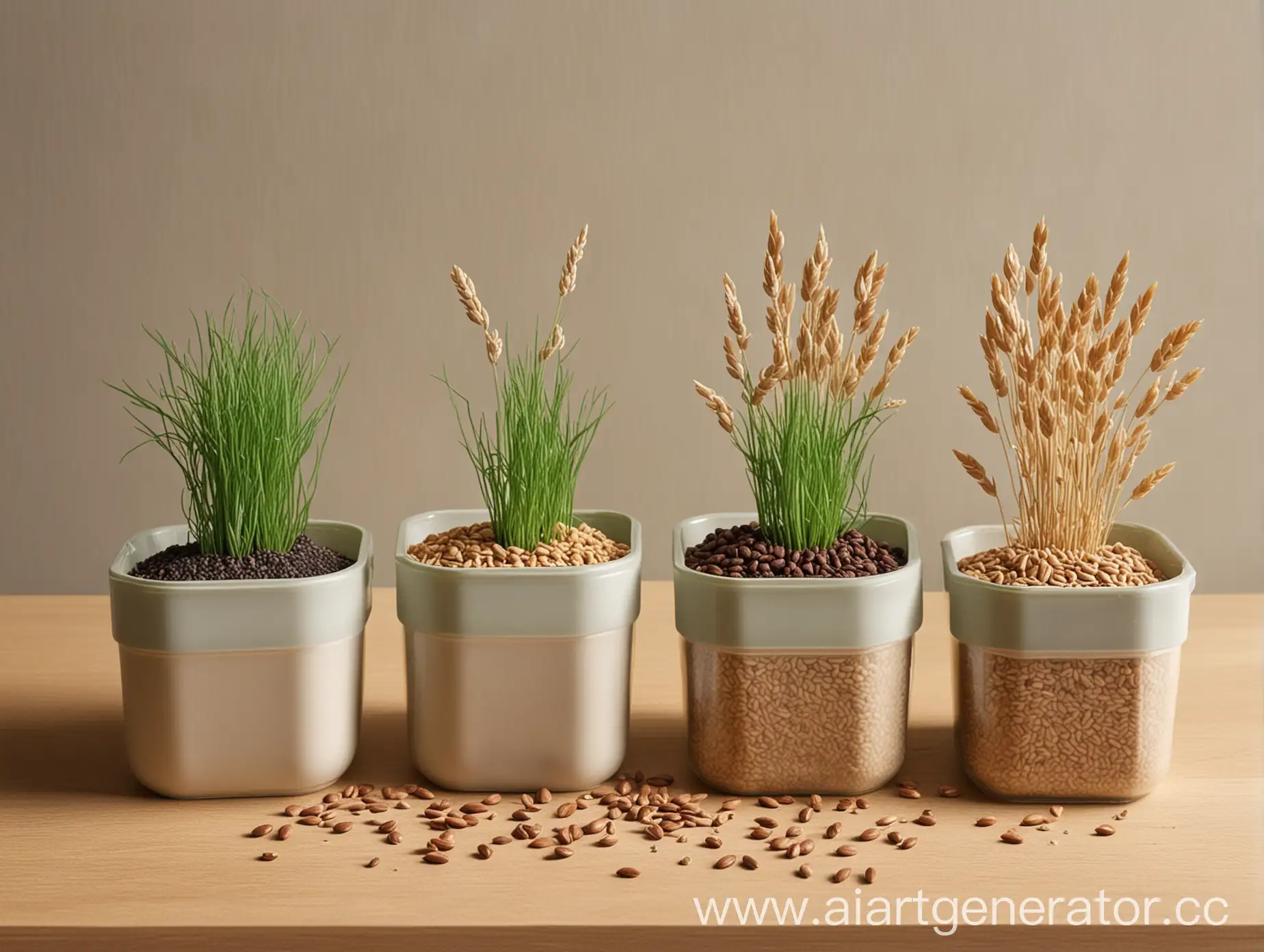 Realistic-Photo-of-Three-Planted-Oat-Seeds-in-Plastic-Kitchen-Containers