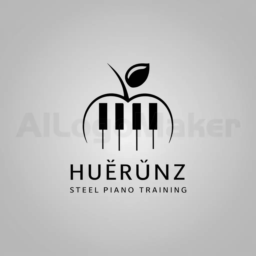 a logo design,with the text "Huīrùnzǐ steel piano training", main symbol:germinate's seed black and white piano keys,Minimalistic,be used in Education industry,clear background