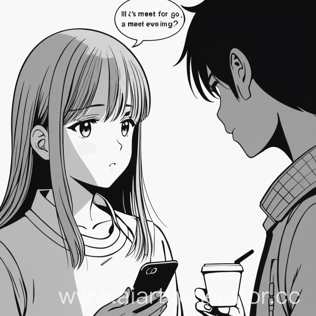 Girl-Receives-Romantic-Invitation-on-Phone-in-Manga-Style