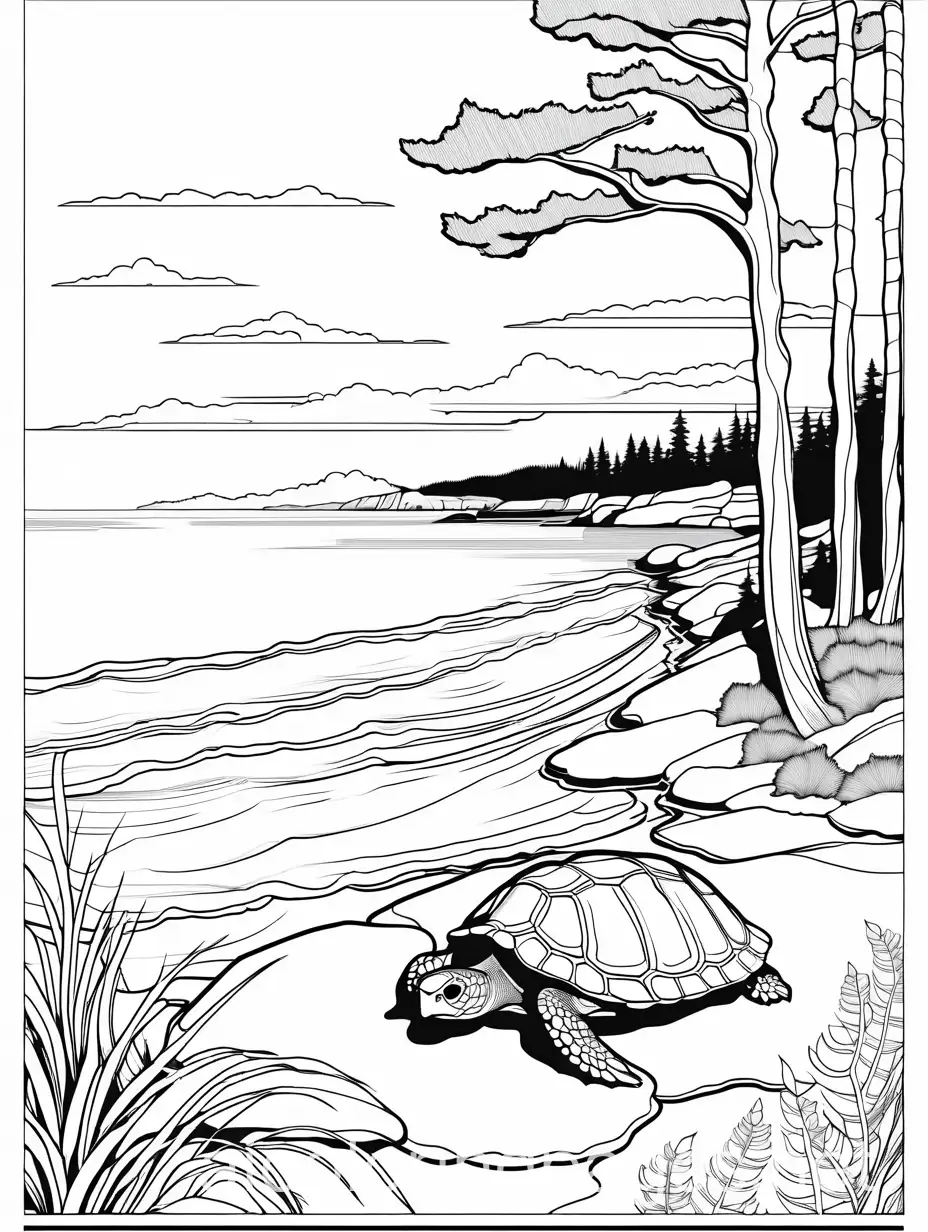Acadia-National-Park-Turtle-Line-Art-Coloring-Page