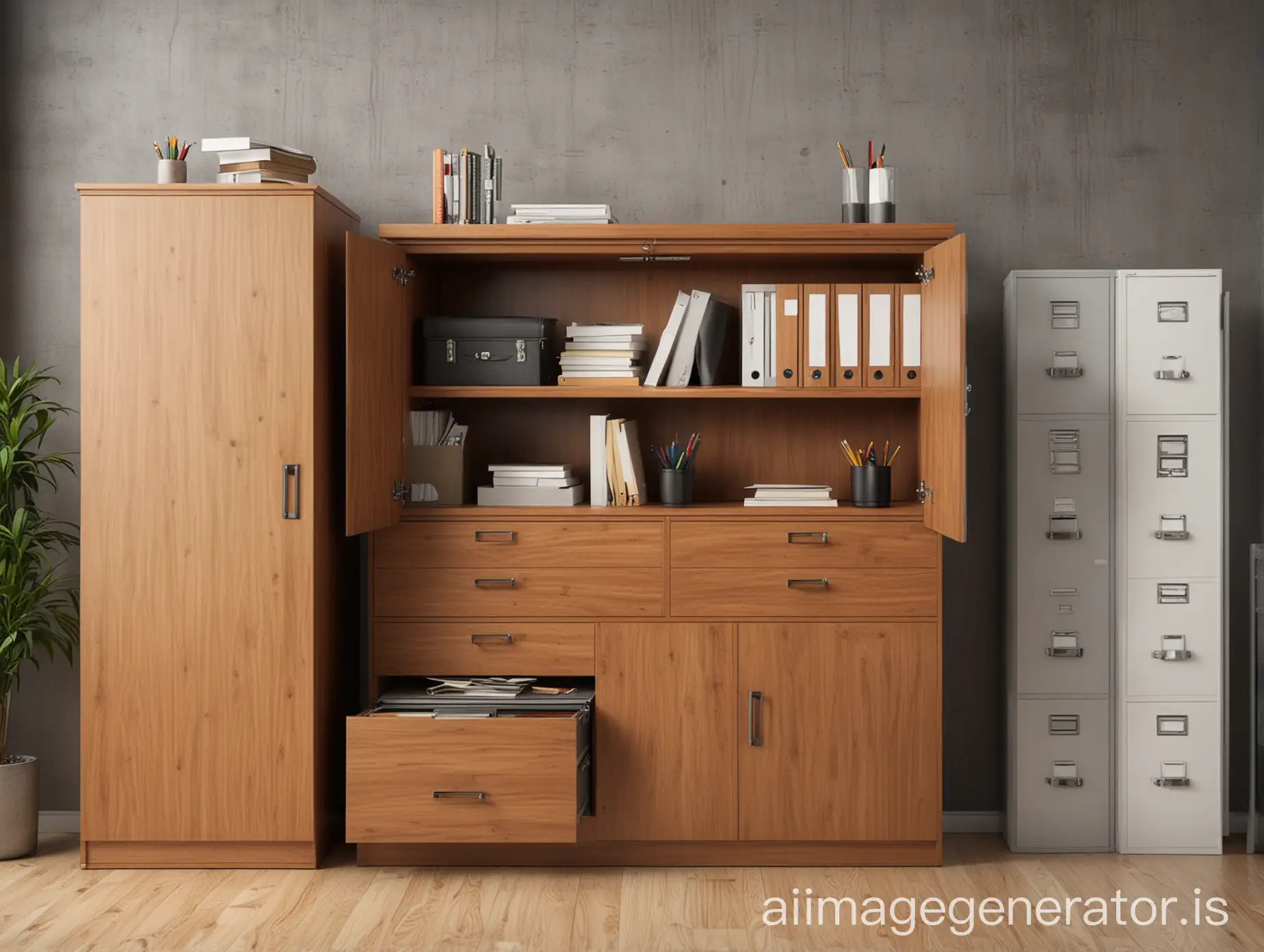storage cabinet with nice office interior background