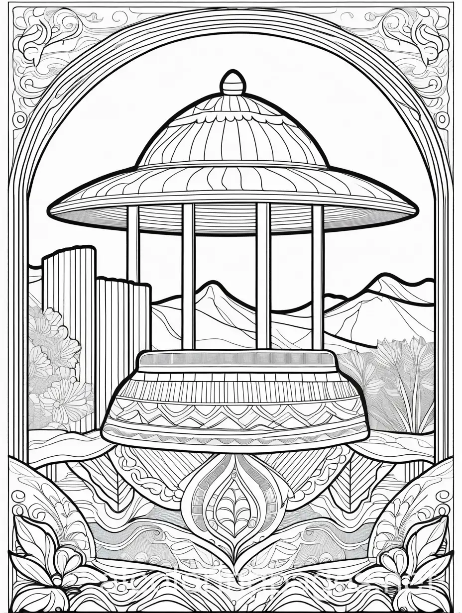 Black and white Mexican culture coloring page, Coloring Page, black and white, line art, white background, Simplicity, Ample White Space
