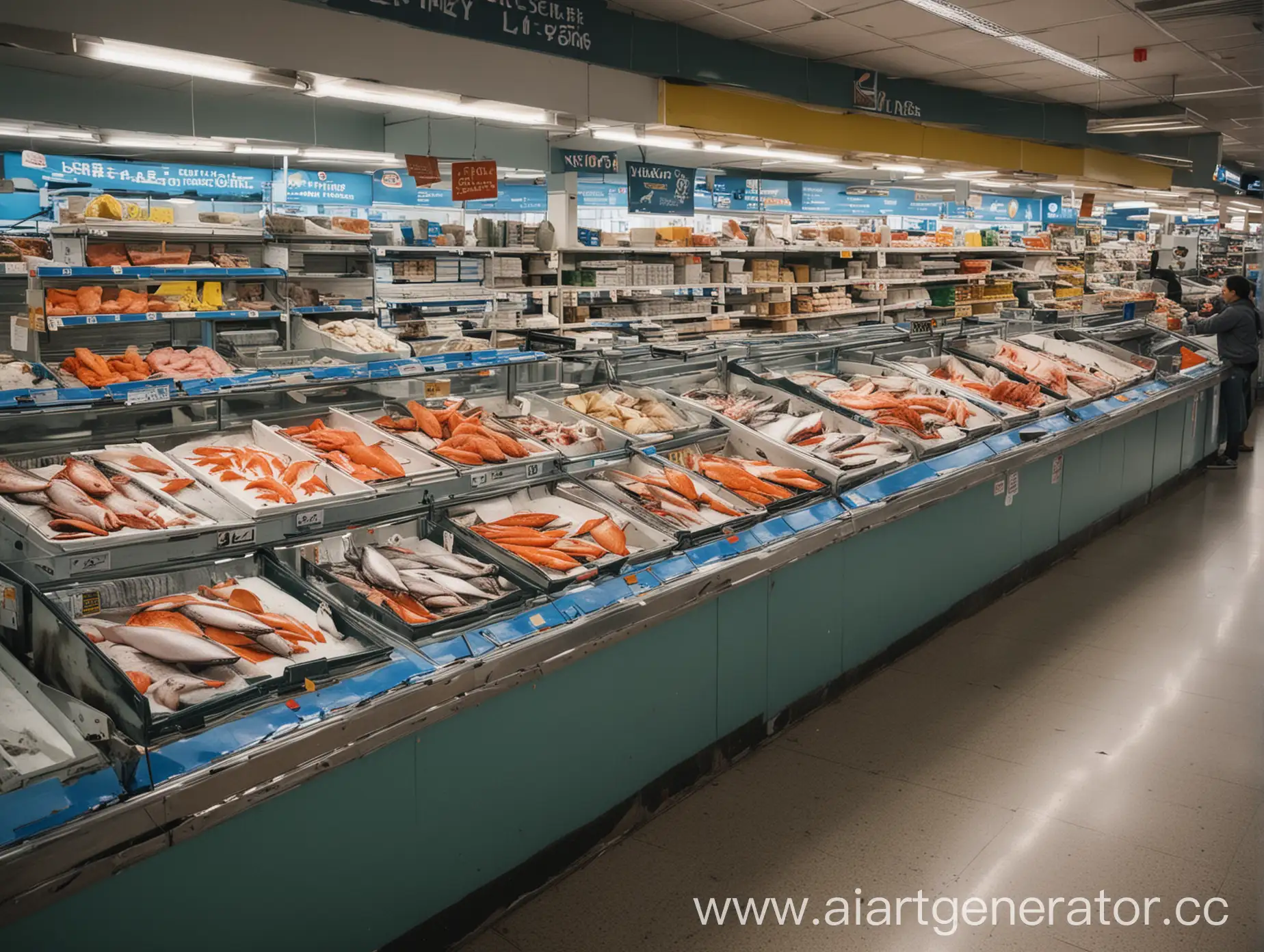 Рыбный прилавок в гипермаркете