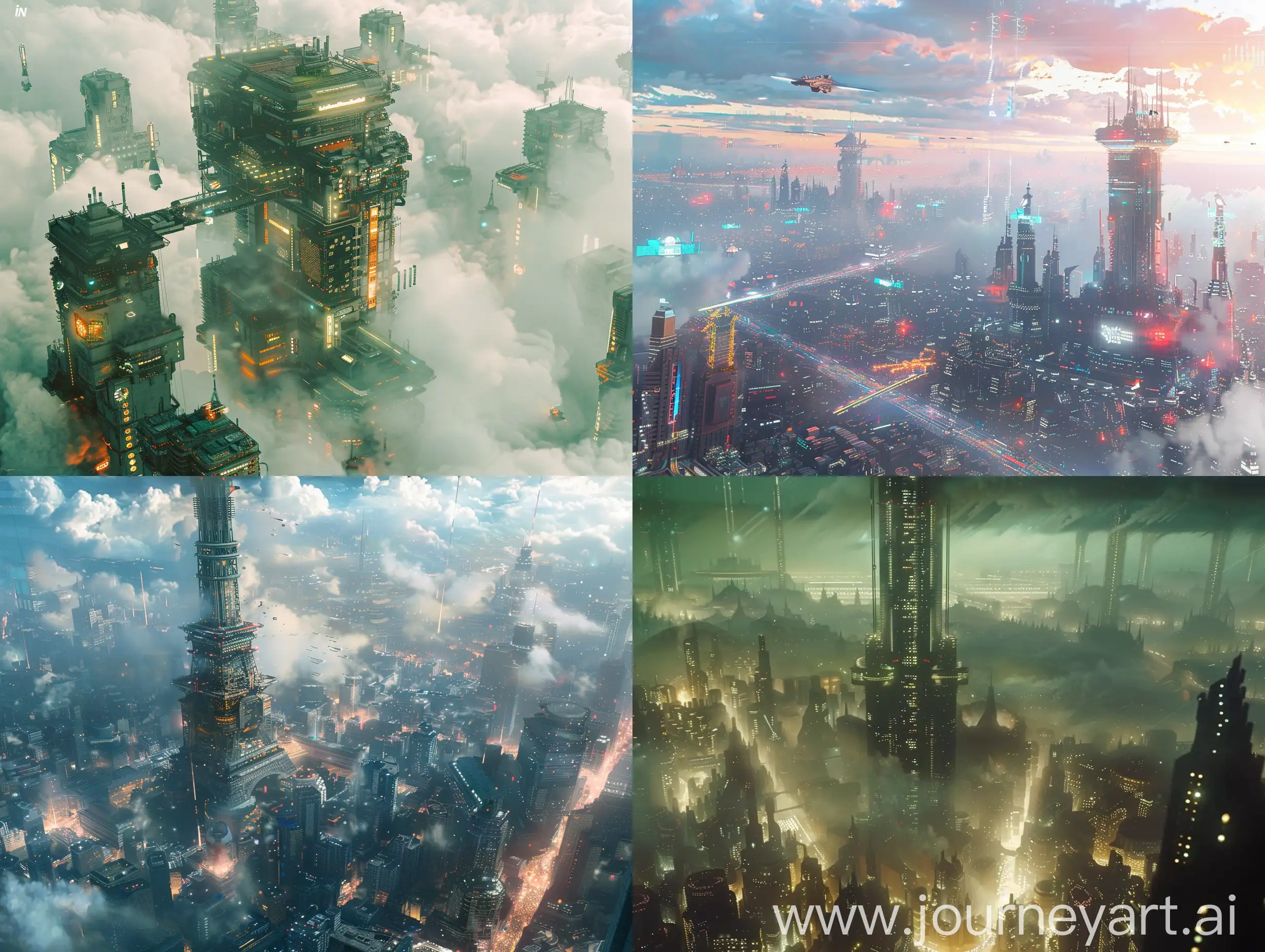 Cyberpunk-Metropolis-with-Central-Tower-in-Cinematic-Sky