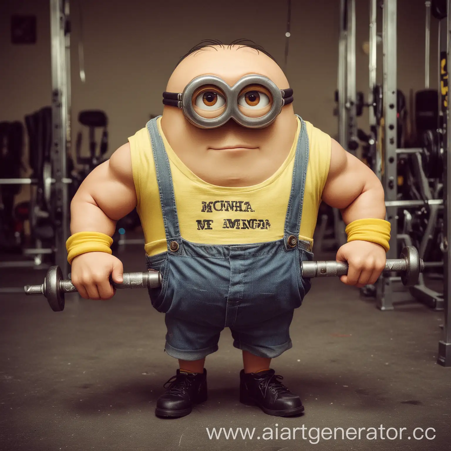 Muscular-Minion-Misha-Exercising-with-Expander-in-Gym