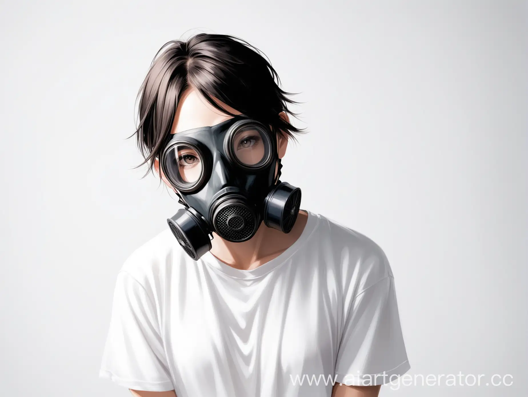 Person-Wearing-Gas-Mask-and-White-TShirt-on-White-Background