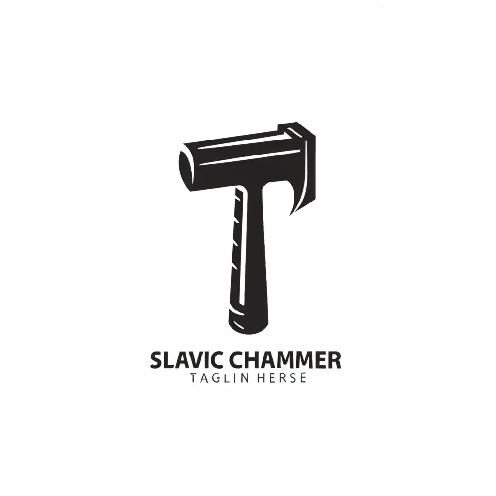 a logo design,with the text ".", main symbol:The Slavic hammer lies on the ground,Minimalistic,clear background
