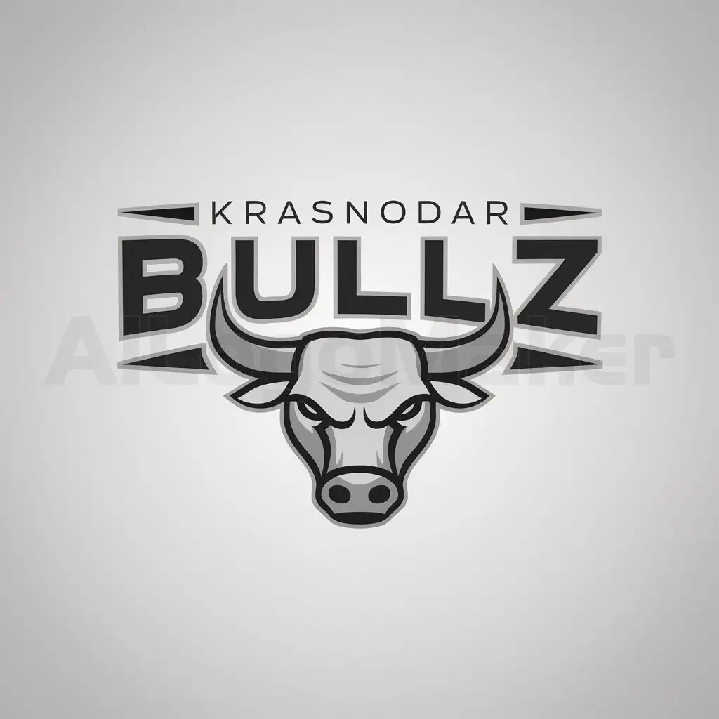 a logo design,with the text "Krasnodar bullz", main symbol:Grayscale bull,Minimalistic,be used in Sports Fitness industry,clear background