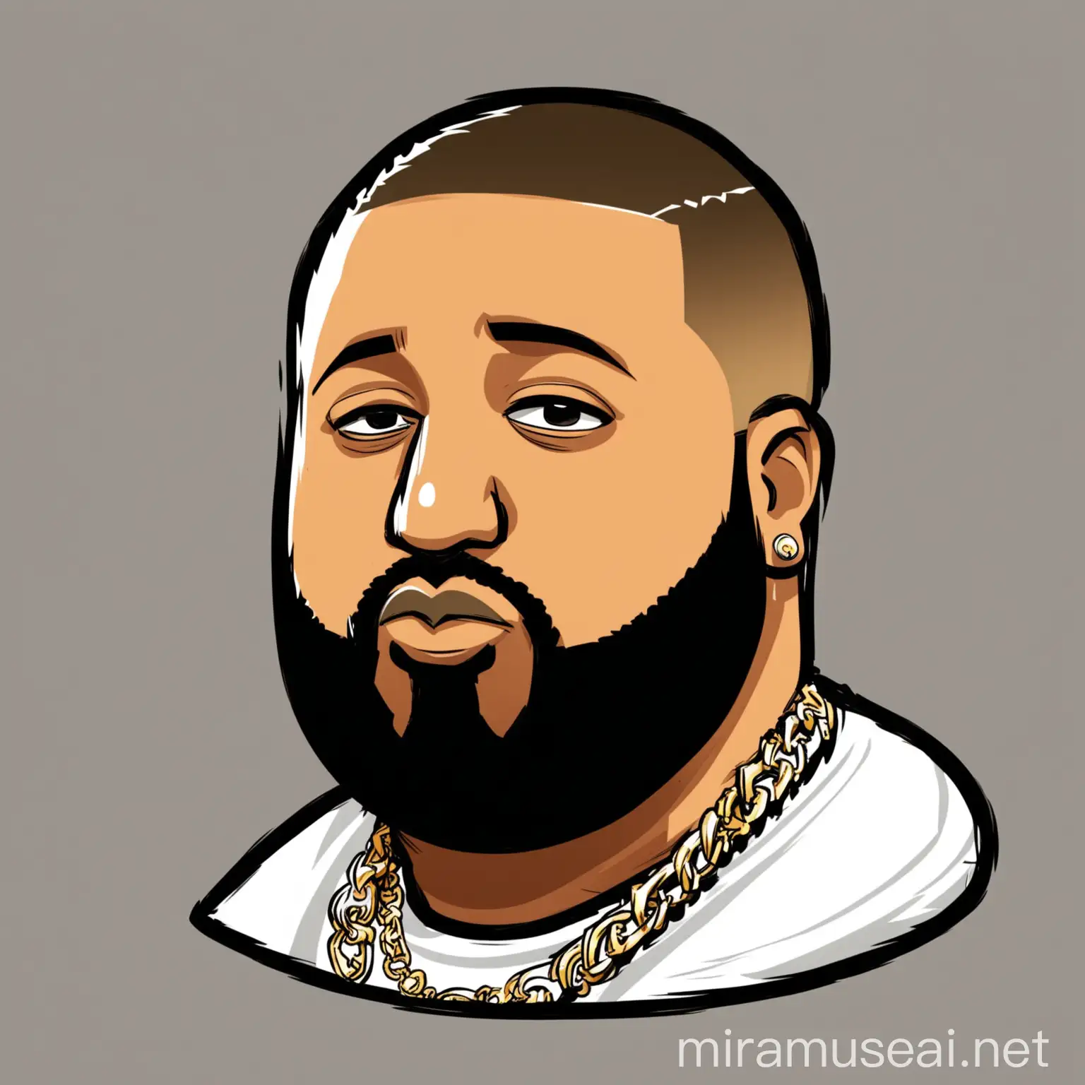 Animated DJ Khaled Head Icon Cartoon Character