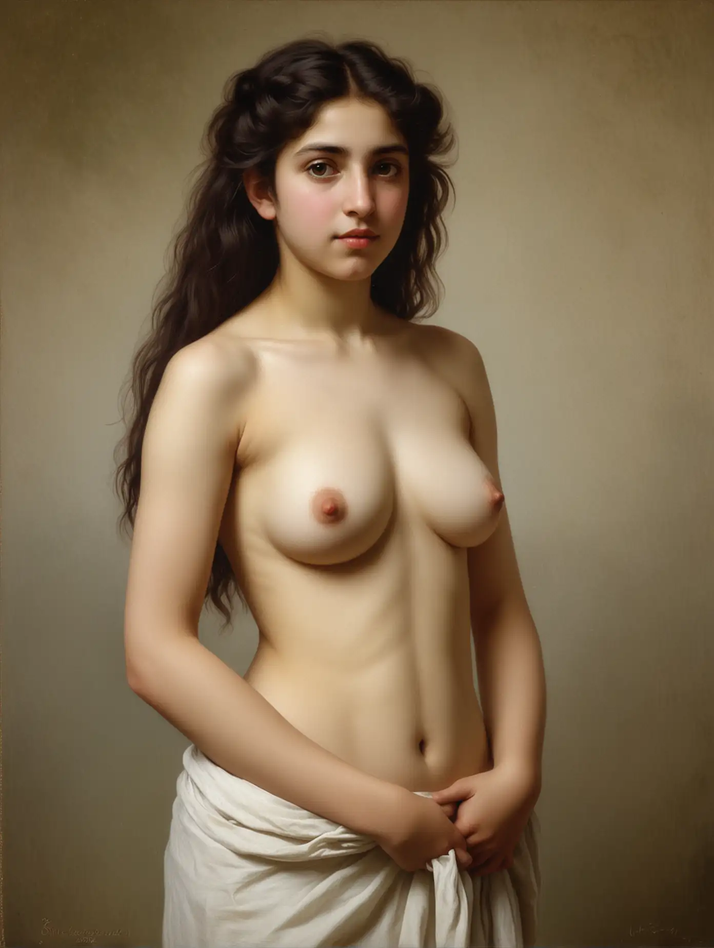 WILLIAM-ADOLPHE BOUGUEREAU painting of topless, young Persian girl.