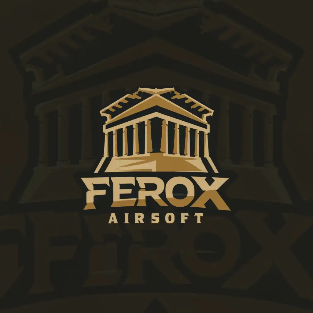 a logo design,with the text "Ferox Airsoft", main symbol:Roman Trojan Colosseum,complex,be used in Others industry,clear background