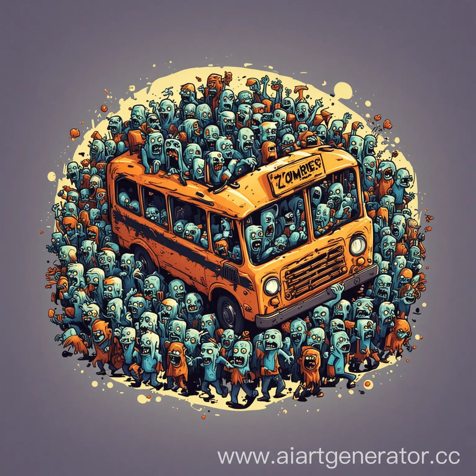 Bright-Cartoon-Bus-Game-Zombie-Crowd-Encounter