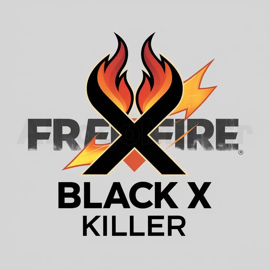 a logo design,with the text "Black x killer", main symbol:flames and maxim from free fire,Moderate,be used in Others industry,clear background