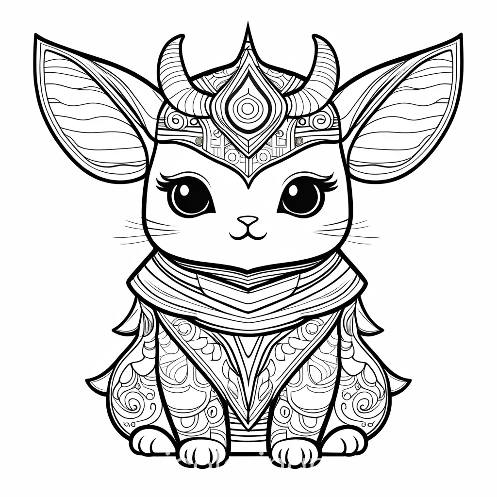 cute cerbus kawaii style, Coloring Page, black and white, line art, white background, Simplicity, Ample White Space