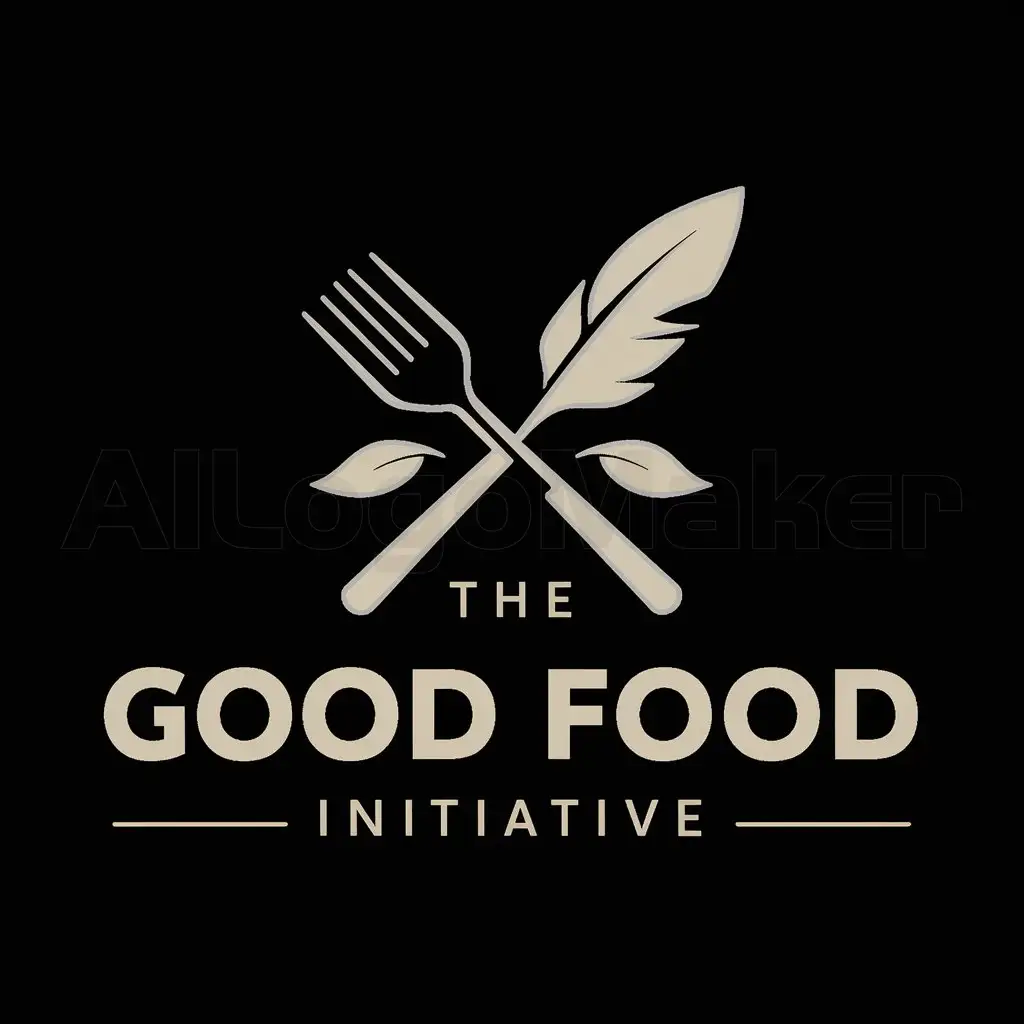 a logo design,with the text "The Good Food Initiative", main symbol:des couverts, une feuille,complex,be used in Restaurant industry,clear background