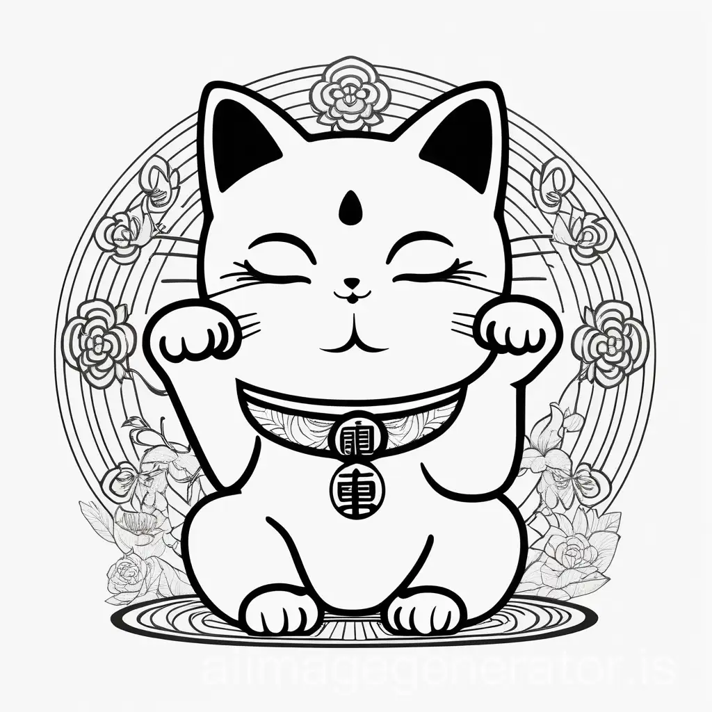 Anime-Style-Meditating-Maneki-Neko-on-White-Background