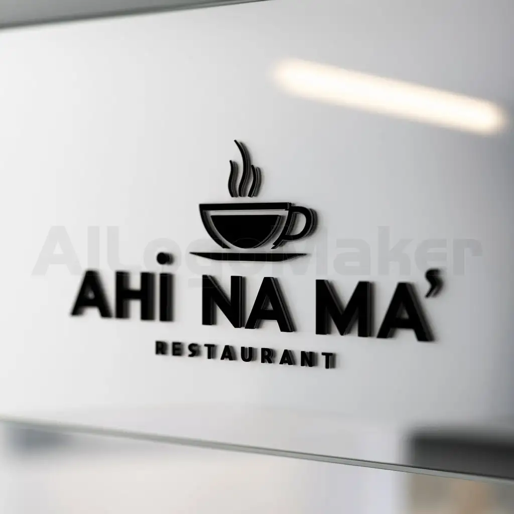a logo design,with the text "AHÍ NA MA'", main symbol:Taza de café,Minimalistic,be used in Restaurant industry,clear background