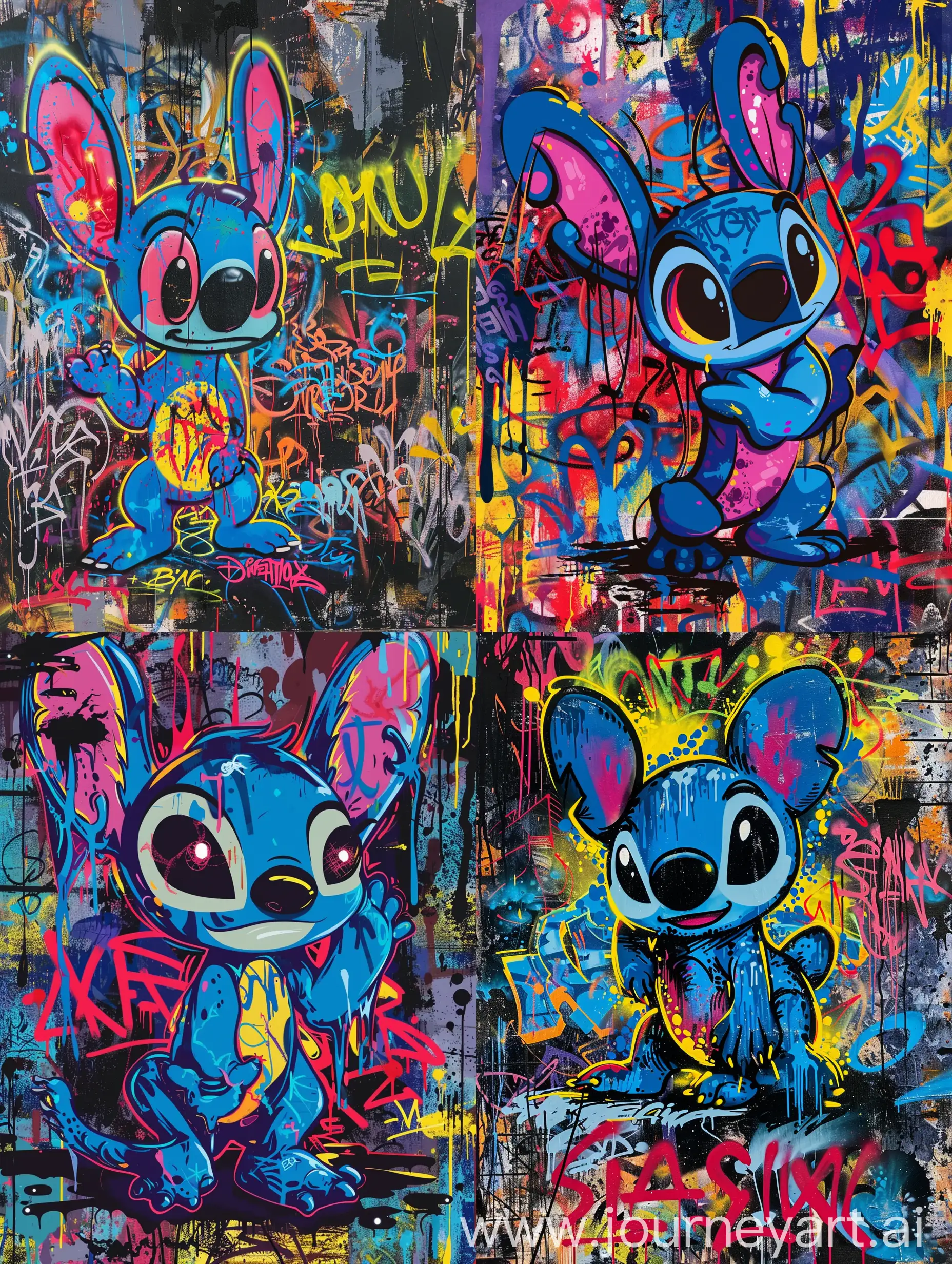 Vibrant-Graffiti-Illustration-of-Stitch-in-Urban-Setting