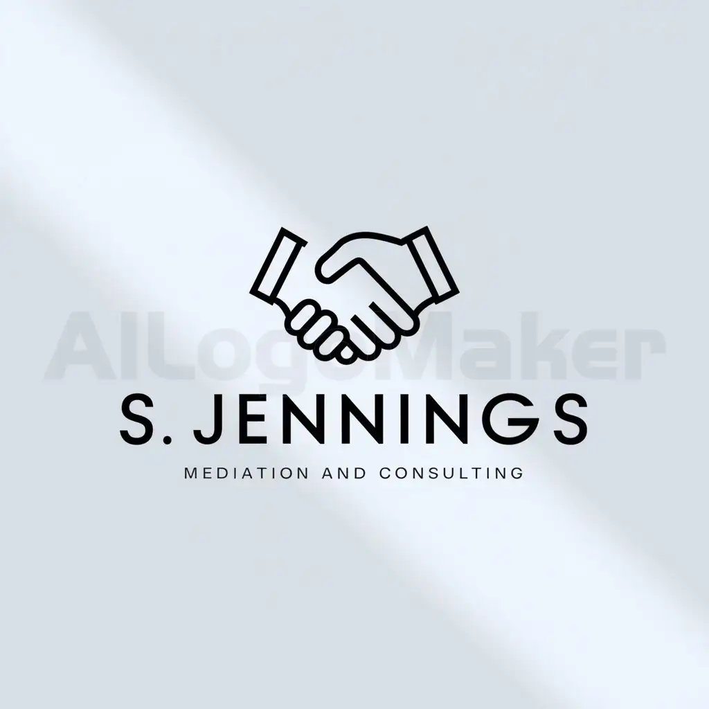 a logo design,with the text "S Jennings Mediation and Consulting", main symbol:shaking hands,Minimalistic,be used in Legal industry,clear background
