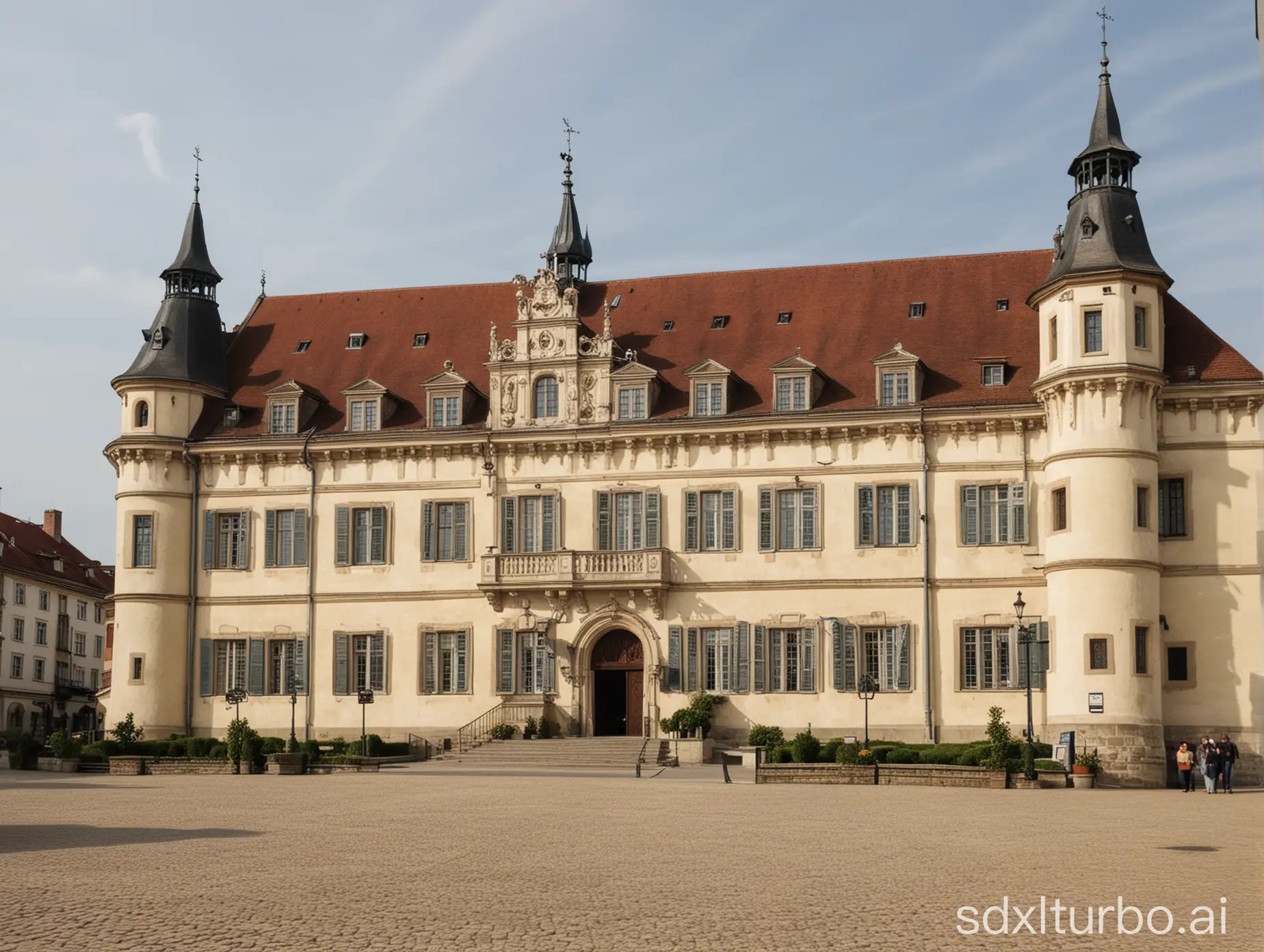 Bckeburg-Palace-Courtyard-with-Statues-and-Fountain