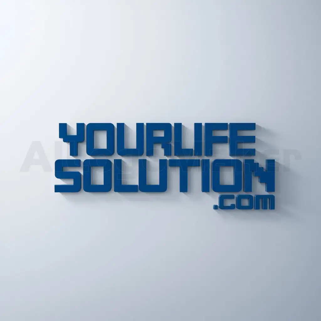 a logo design,with the text "YourLifeSolution.com", main symbol:blue pixelated letters that spell YourLifeSolution.com,Minimalistic,be used in Internet industry,clear background