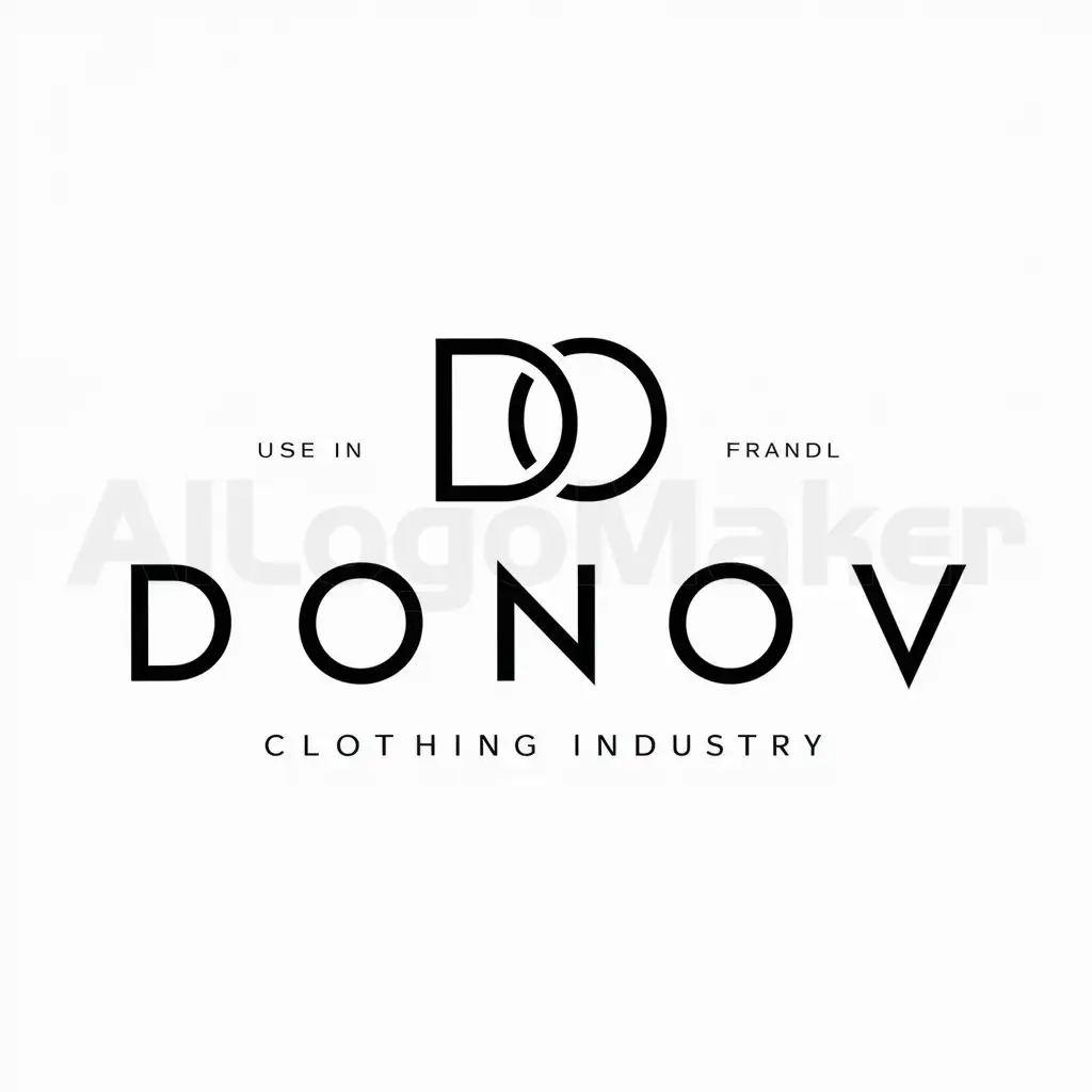 a logo design,with the text "DONOV", main symbol:2 D,Minimalistic,be used in clothing industry,clear background