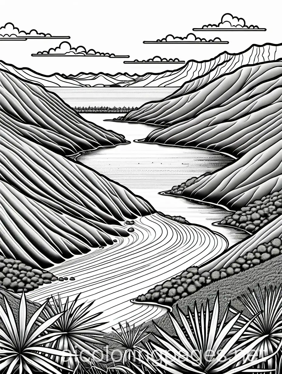 El-Rosario-Baja-California-Mexico-Coloring-Page-Black-and-White-Line-Art