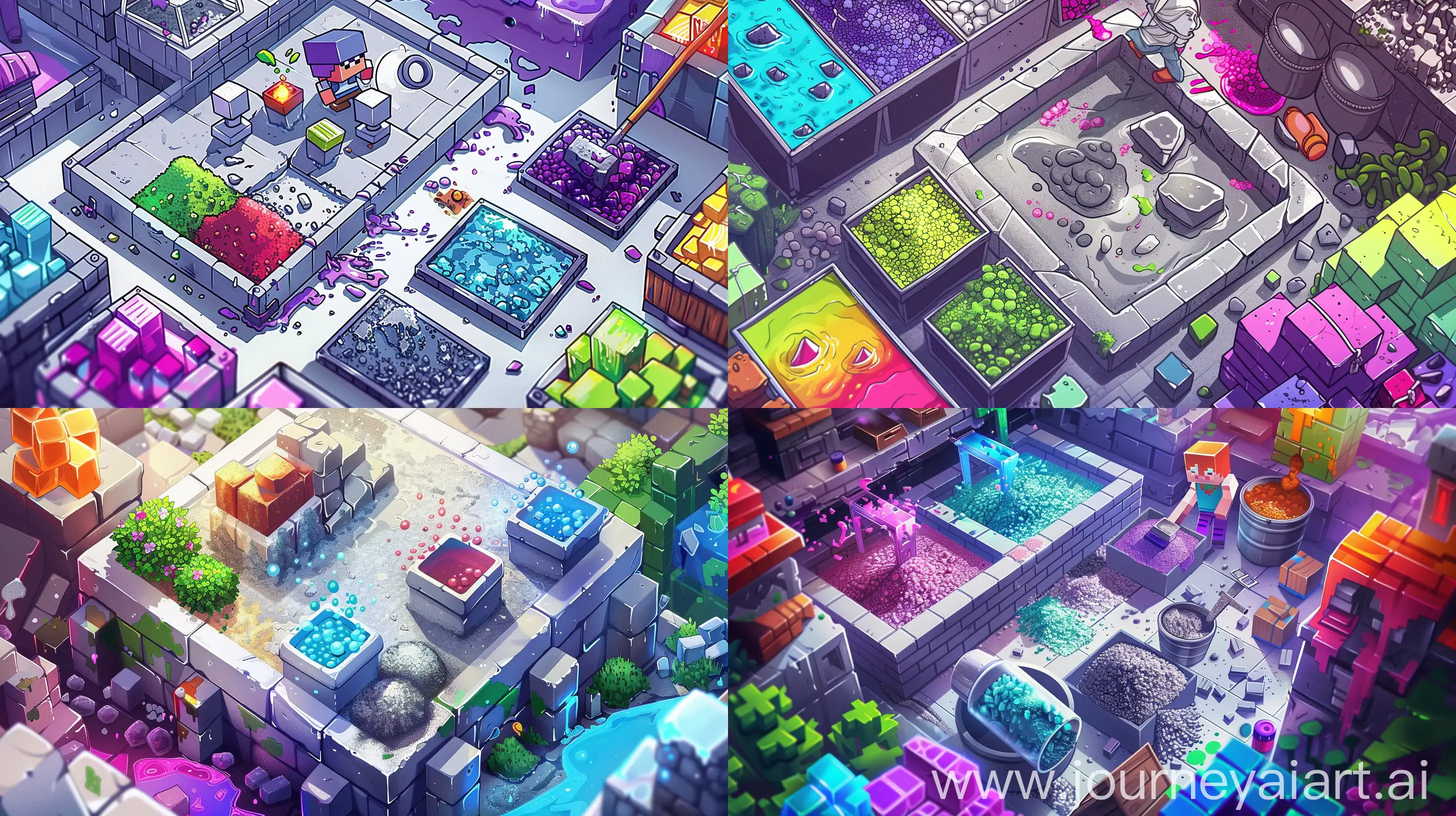 Minecraft-Concrete-Crafting-Guide-Vibrant-StepbyStep-Illustration
