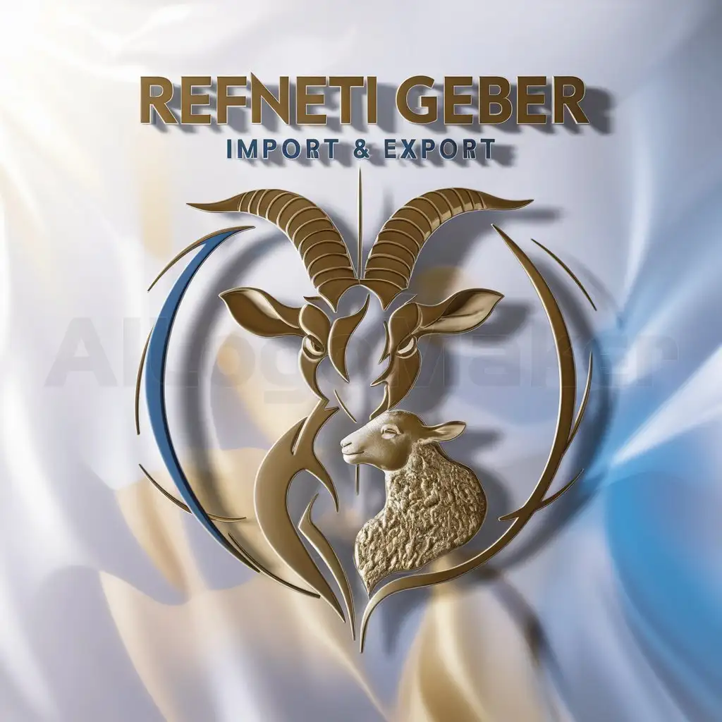 a logo design,with the text 'REFNETI GEBER IMPORT & EXPORT', main symbol:Goat and lamb,complex,clear background