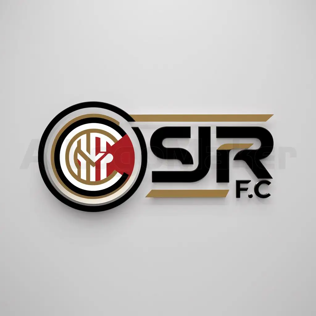 a logo design,with the text "SJR FC", main symbol:Inter Milan,Moderate,be used in Sports Fitness industry,clear background