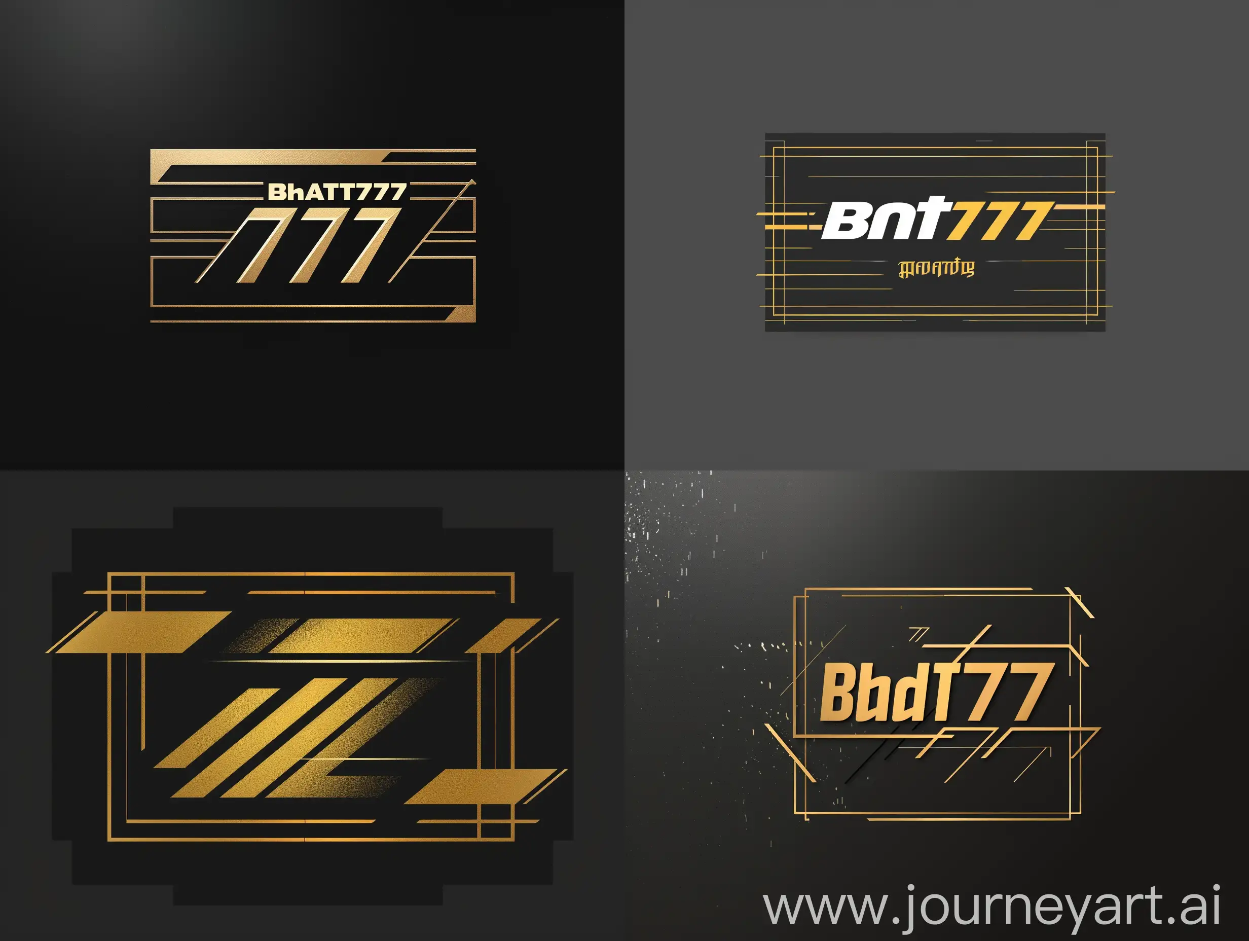 "Design a sleek, modern logo for 'baht777'. The logo should feature a bold and contemporary style, utilizing a black and gold color palette. The design should incorporate the text within a sharp, rectangular frame, emphasizing a sophisticated and professional look. Use a modern, bold font with clean lines to ensure the text is easily readable while also conveying luxury and high-tech vibes. The overall aesthetic should reflect a cutting-edge and prestigious brand identity."