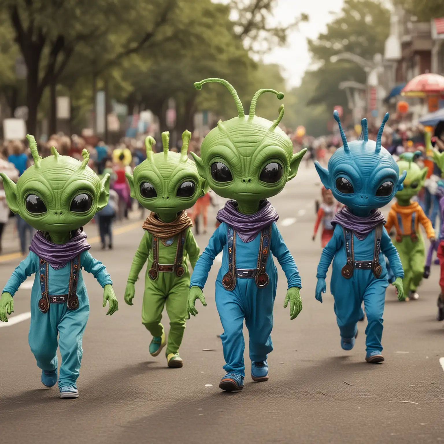 create a fun and cute parade featuring aliens