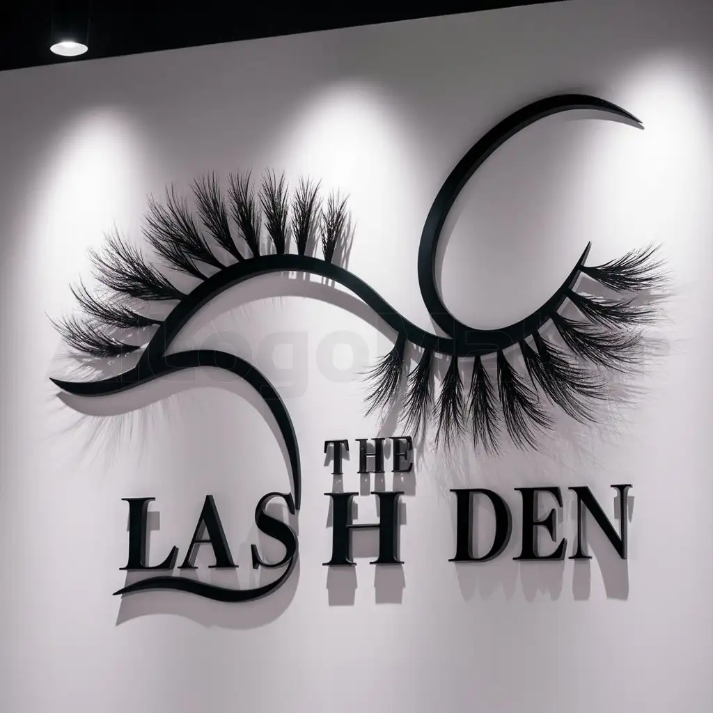 a logo design,with the text "The lash den", main symbol:Eyelashes,complex,be used in Beauty industry,clear background