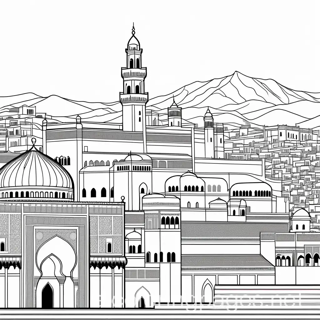 CREATE A COLORING PAGE OF ALHAMBRA, Coloring Page, black and white, line art, white background, Simplicity, Ample White Space. The background of the coloring page is plain white to make it easy for young children to color within the lines. The outlines of all the subjects are easy to distinguish, making it simple for kids to color without too much difficulty