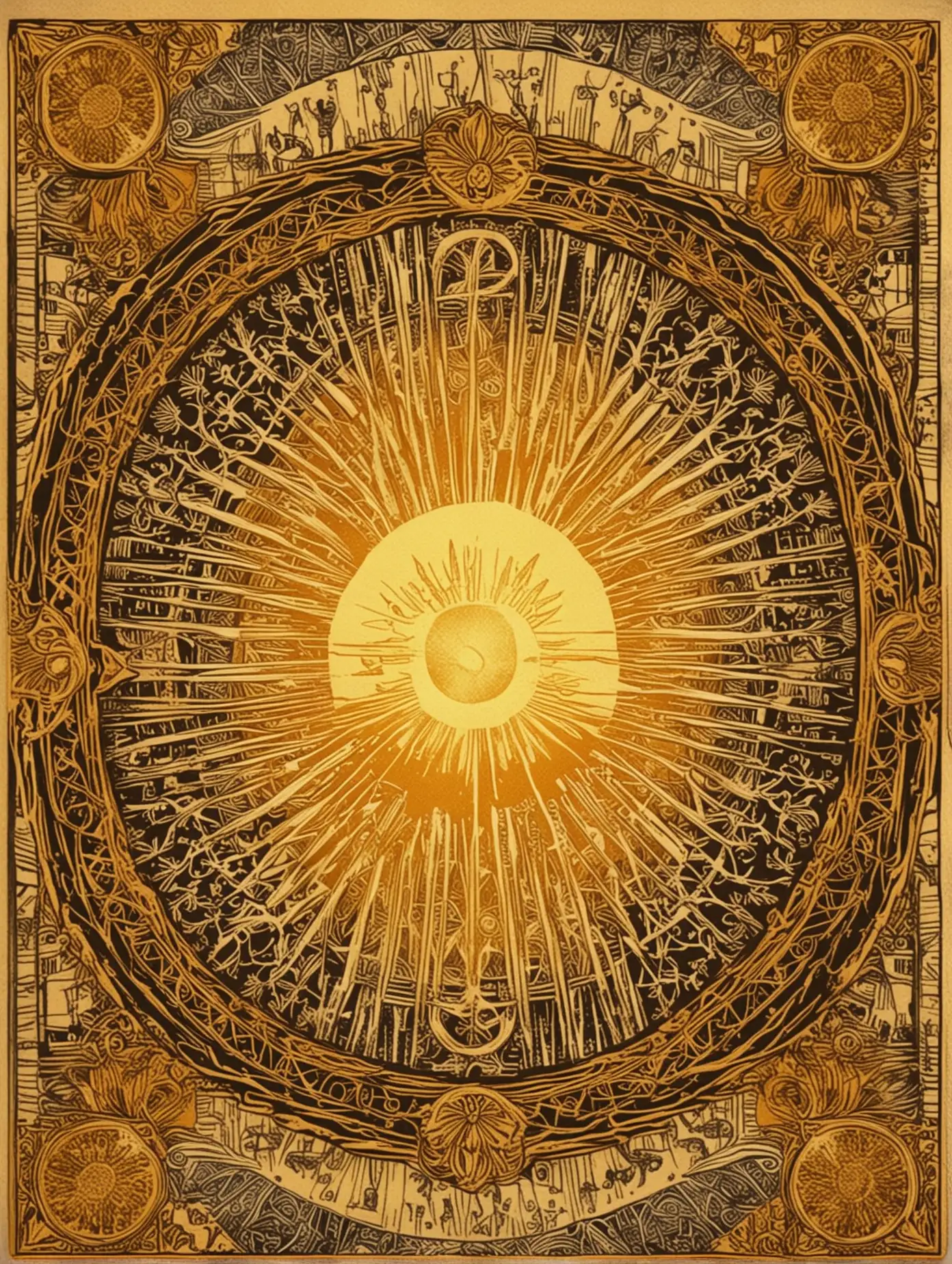 Slavyansky-Style-Tarot-Card-with-Symmetrical-Ornament-and-Golden-Sunrise