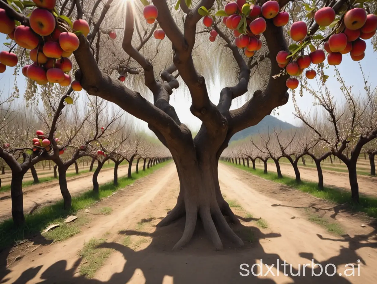 Lush-Orchard-with-Fruits-and-Fluttering-Tree-Shadows