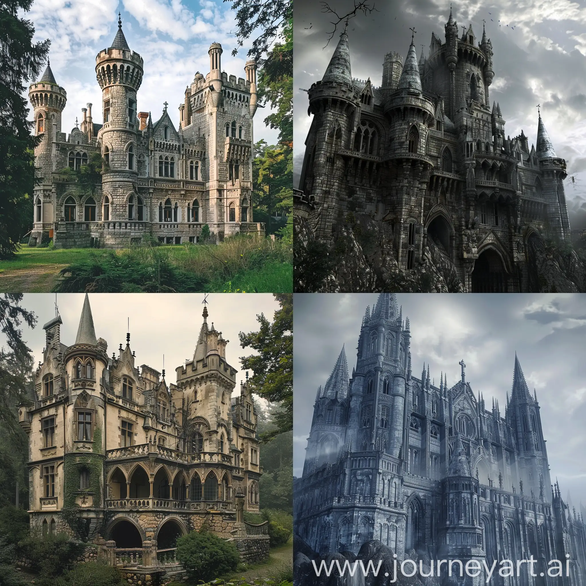 Gothic-Style-Castle-Art-Majestic-Fortress-in-a-Square-Frame