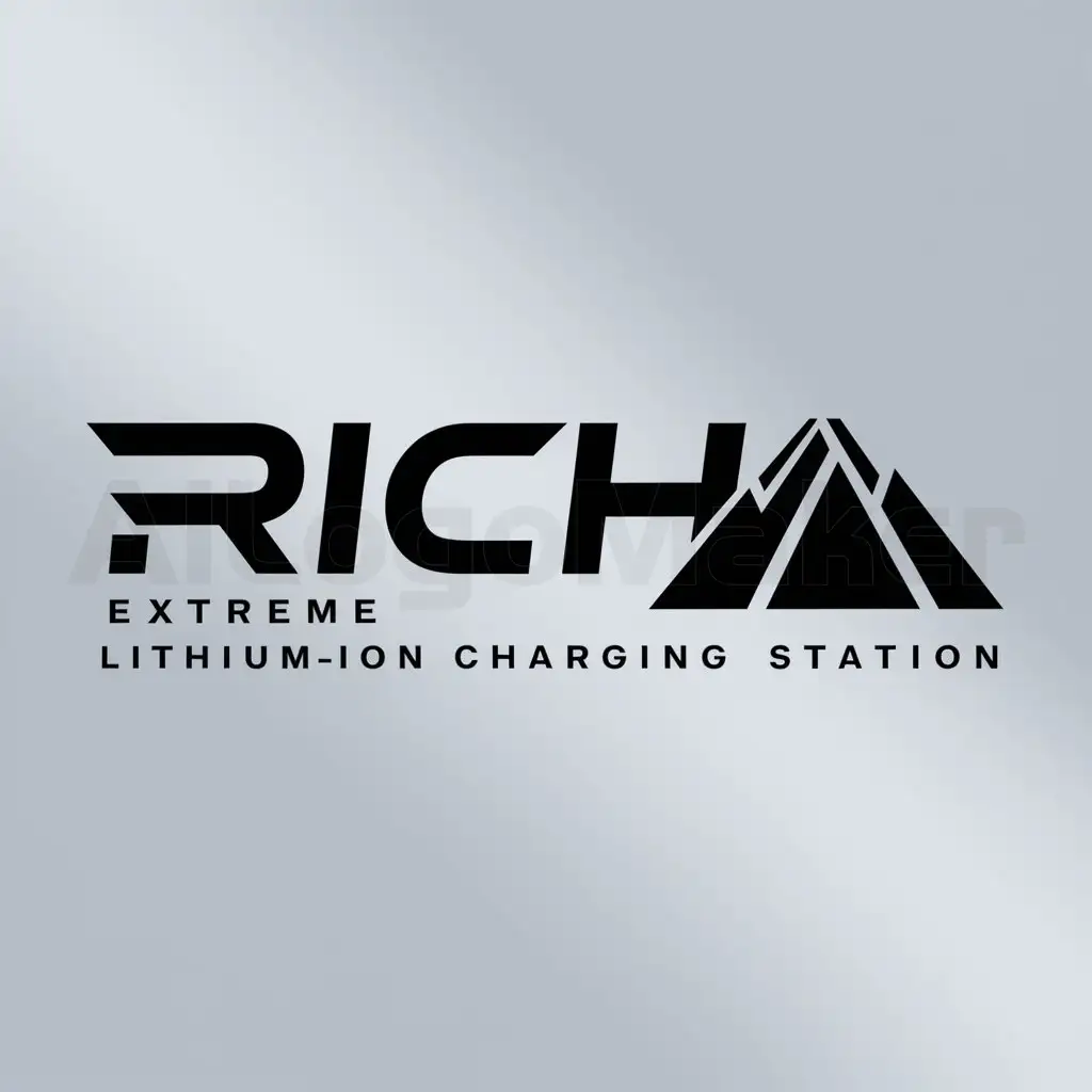 a logo design,with the text "rich——extreme lithium-ion charging station", main symbol:charging pile,Moderate,be used in Automotive industry,clear background