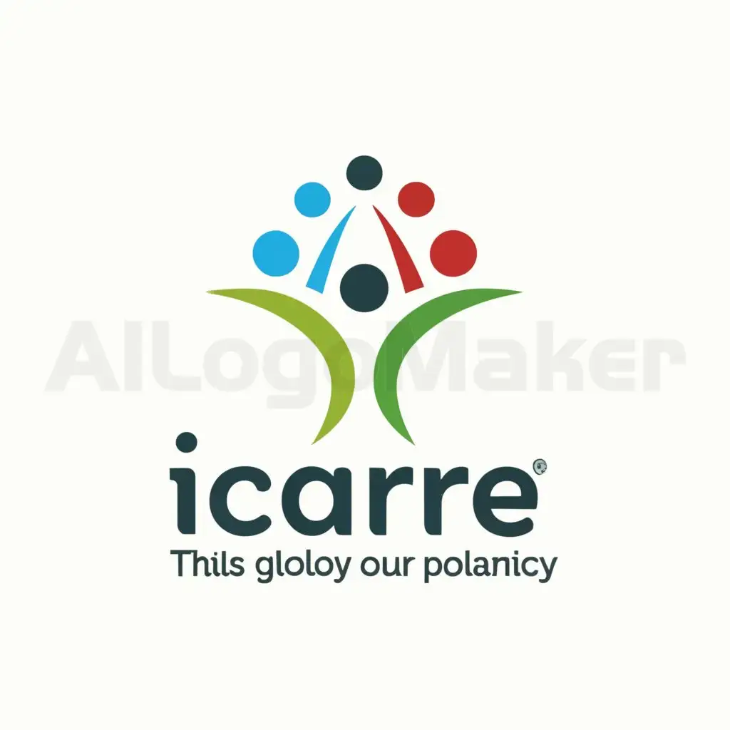 a logo design,with the text "ICARE", main symbol:People in shape of a tree,Moderate,be used in Nonprofit industry,clear background