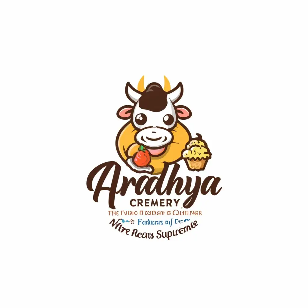 a logo design,with the text "ARADHYA CREMERY", main symbol:Savour the flavour of freshness where taste resign supreme,Moderate,clear background