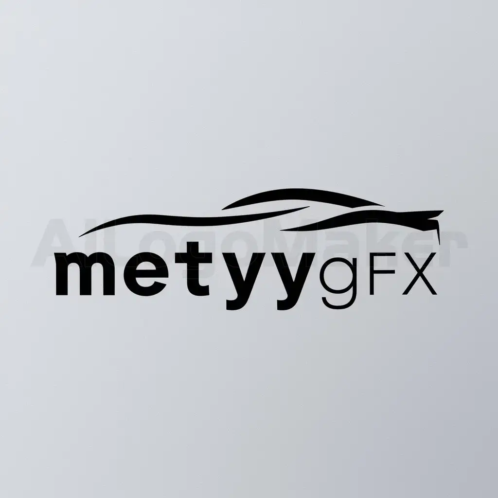a logo design,with the text "metyygfx", main symbol:graphics,Minimalistic,be used in Automotive industry,clear background