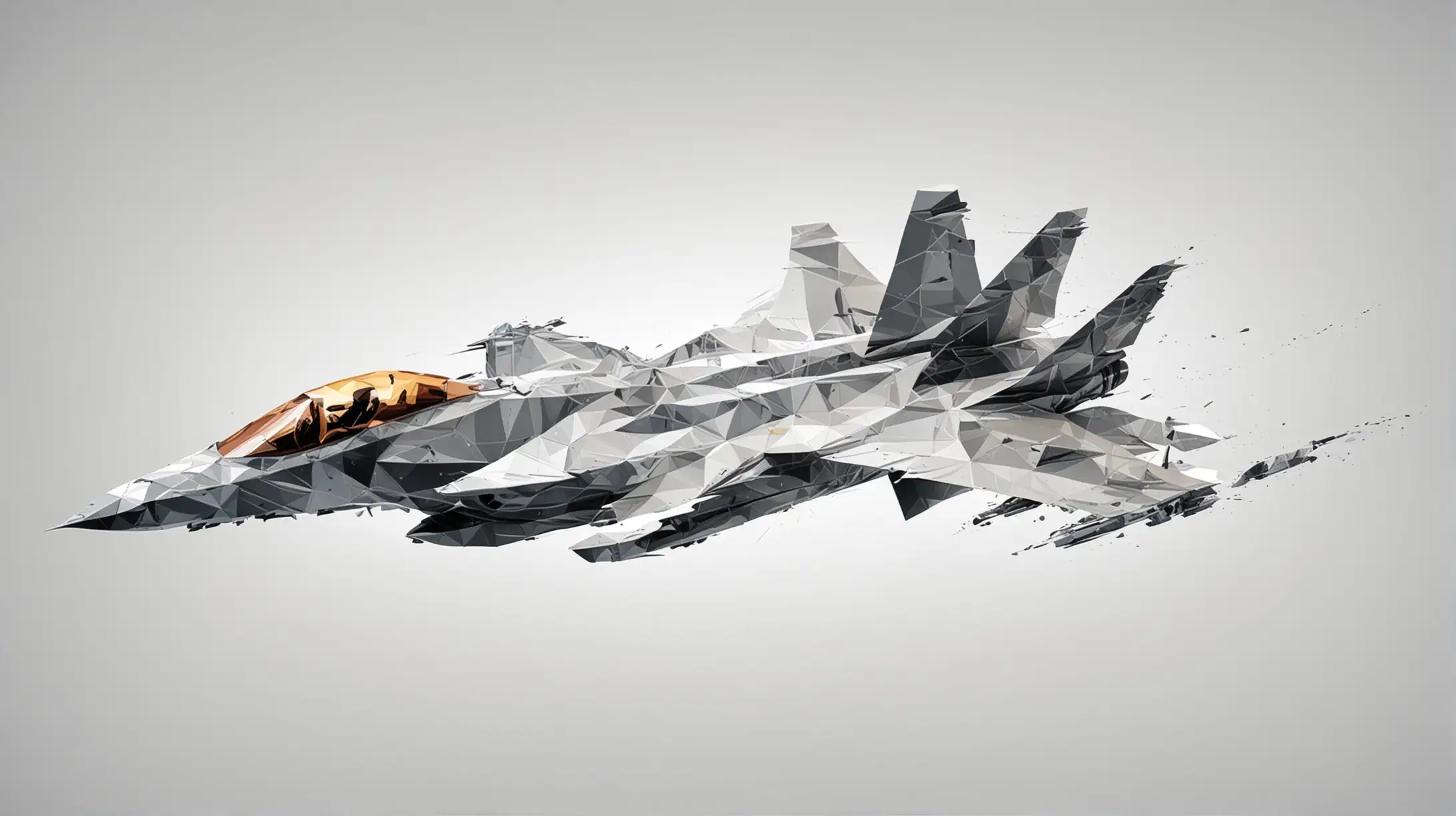 Abstract Polygon Fighter Jet Artwork on White Background