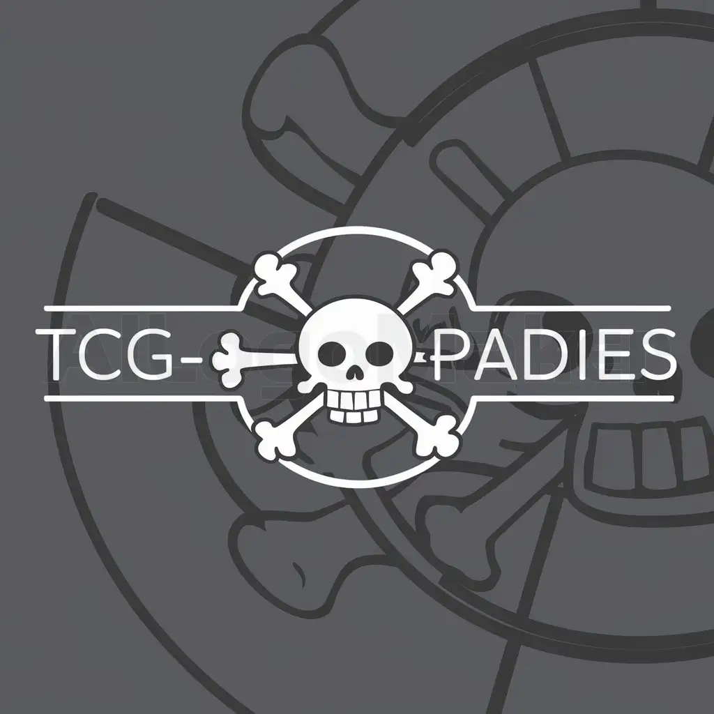 a logo design,with the text "TCG-Paradies", main symbol:main symbol:main symbol:round, One piece inspired, jolly roger, skull, unique, simple, modern, anime-style, moderate,Moderate,clear background