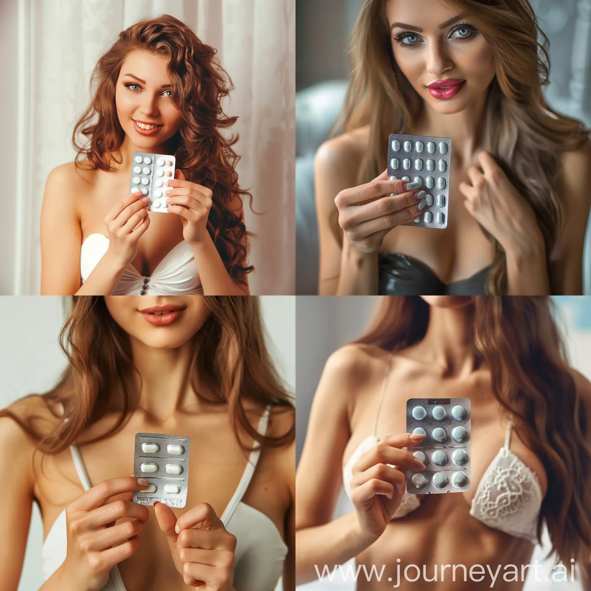 Seductive-Woman-Holding-a-Blister-Pack-of-Tablets