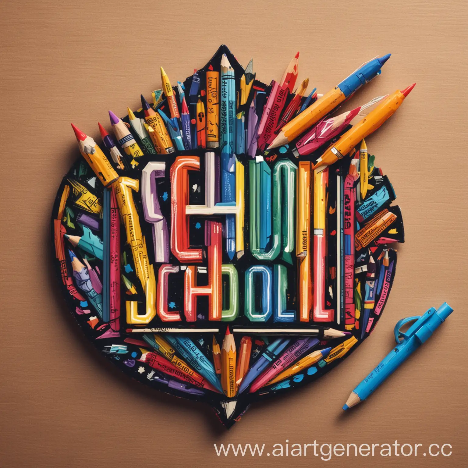 Vibrant-School-Logo-Created-with-Books-Notebooks-Pens-and-Pencils