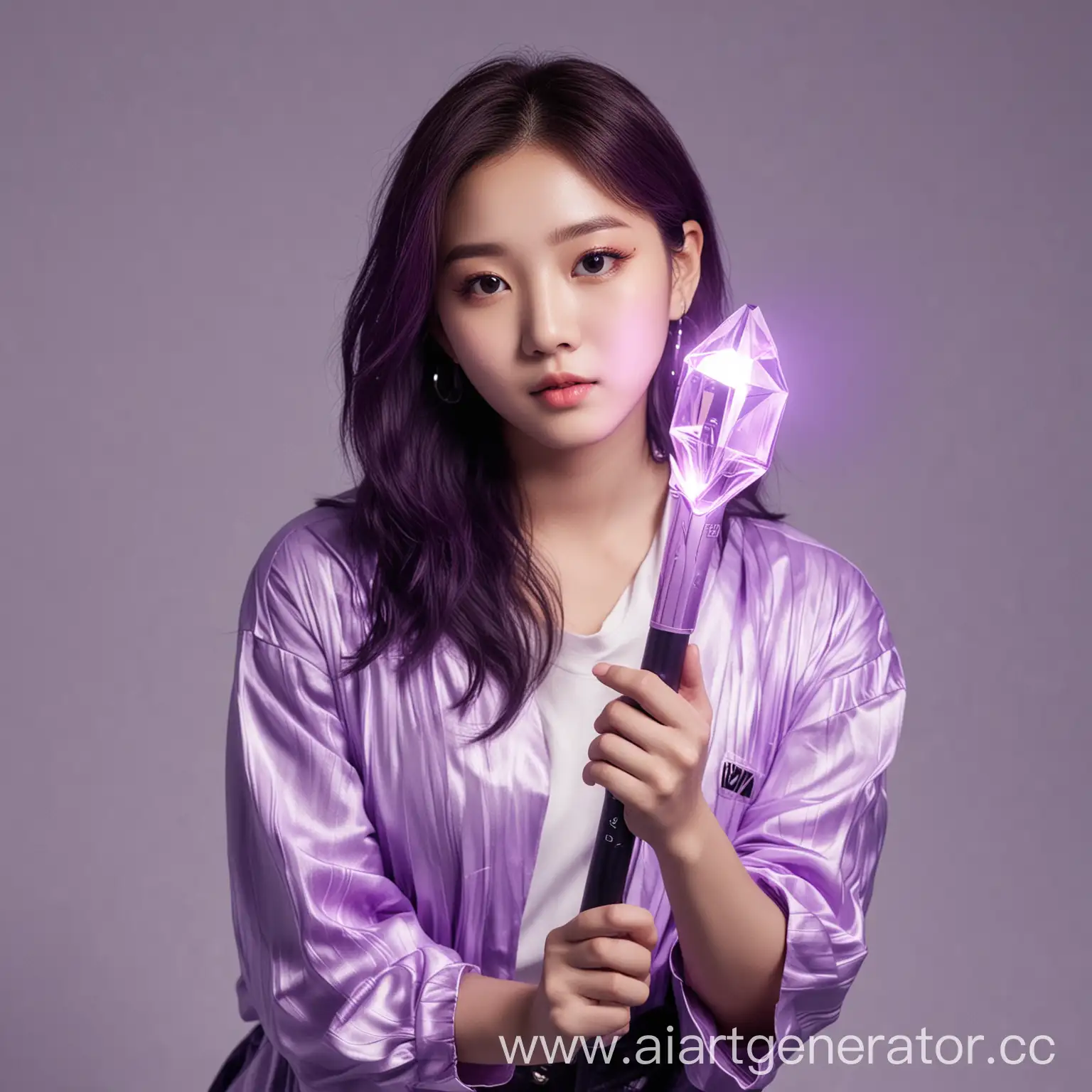 Solo-Kpop-Artist-with-Purple-Lightstick-Performing